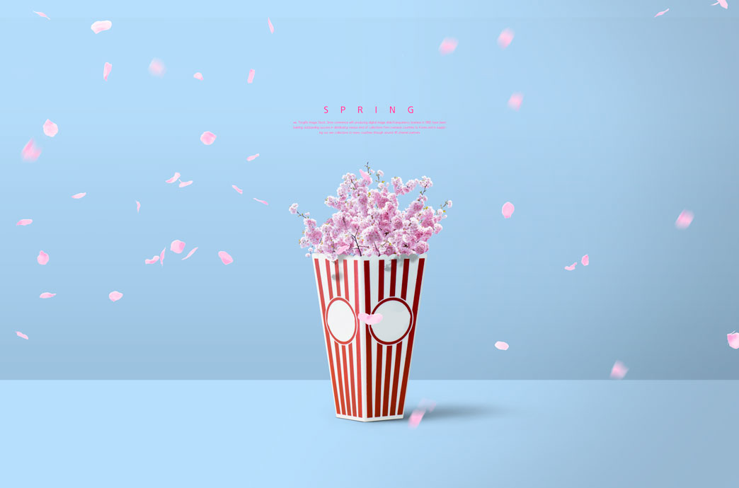 花束爆米花春季概念海报设计素材