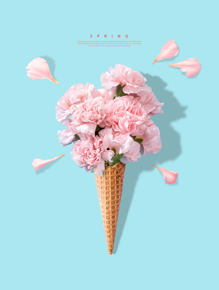 花卉冰淇淋春季概念海报设计素材