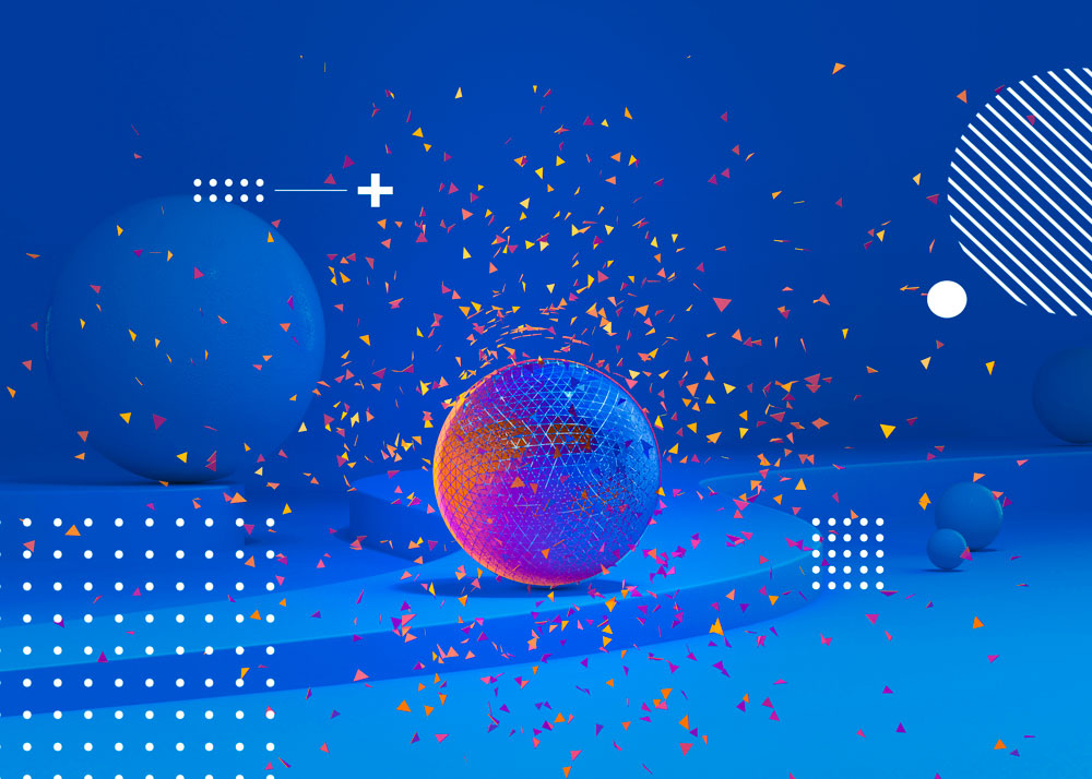 碎片球体创意空间海报设计模板