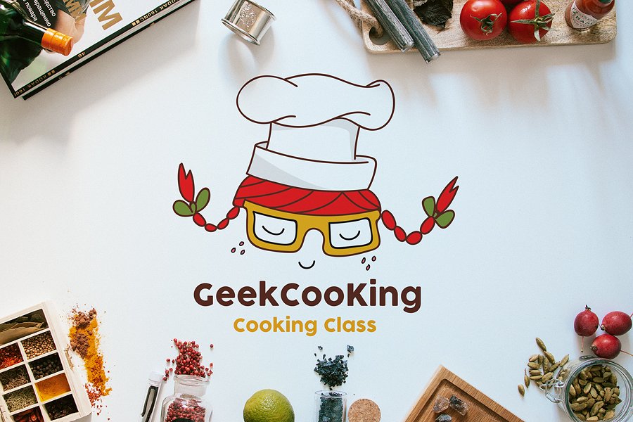 烹饪logo素材 Cooking Geek Logo