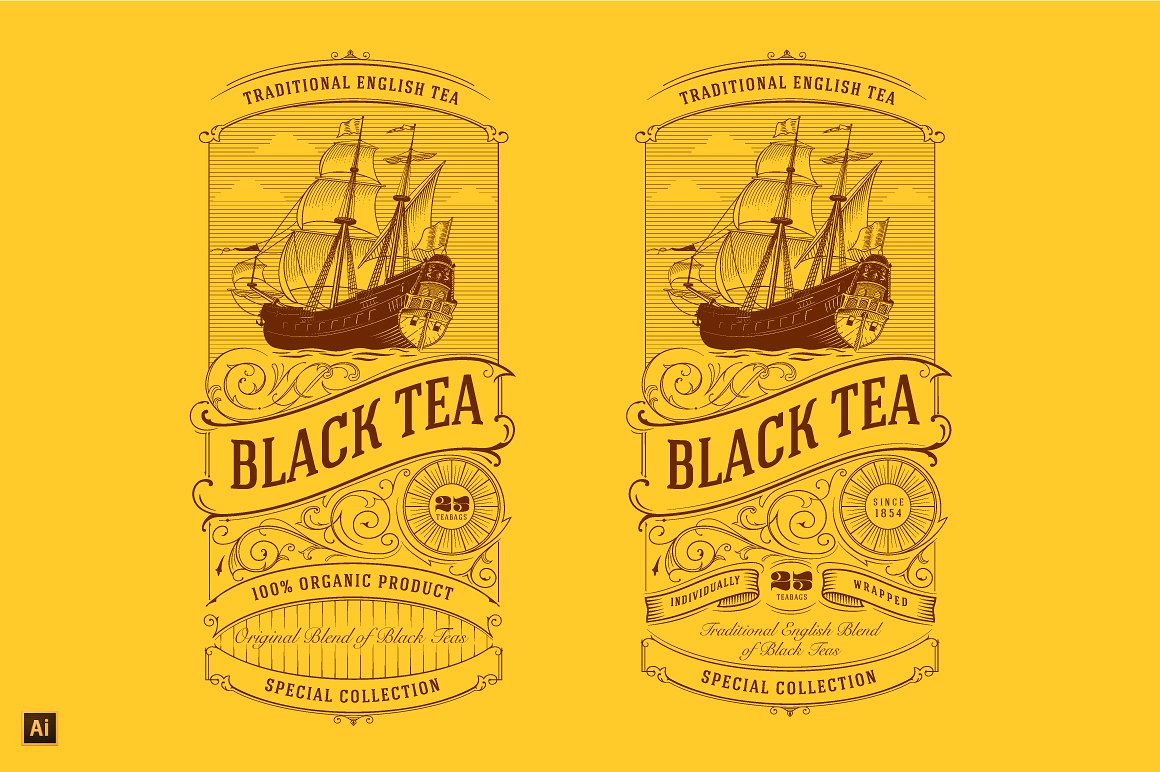 经典logo素材 Vintage Logo with Sailing Ship