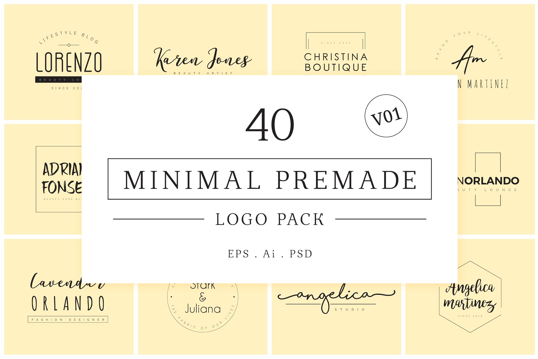 极简主义logo素材 Minimal Premade Logo Bundle V01