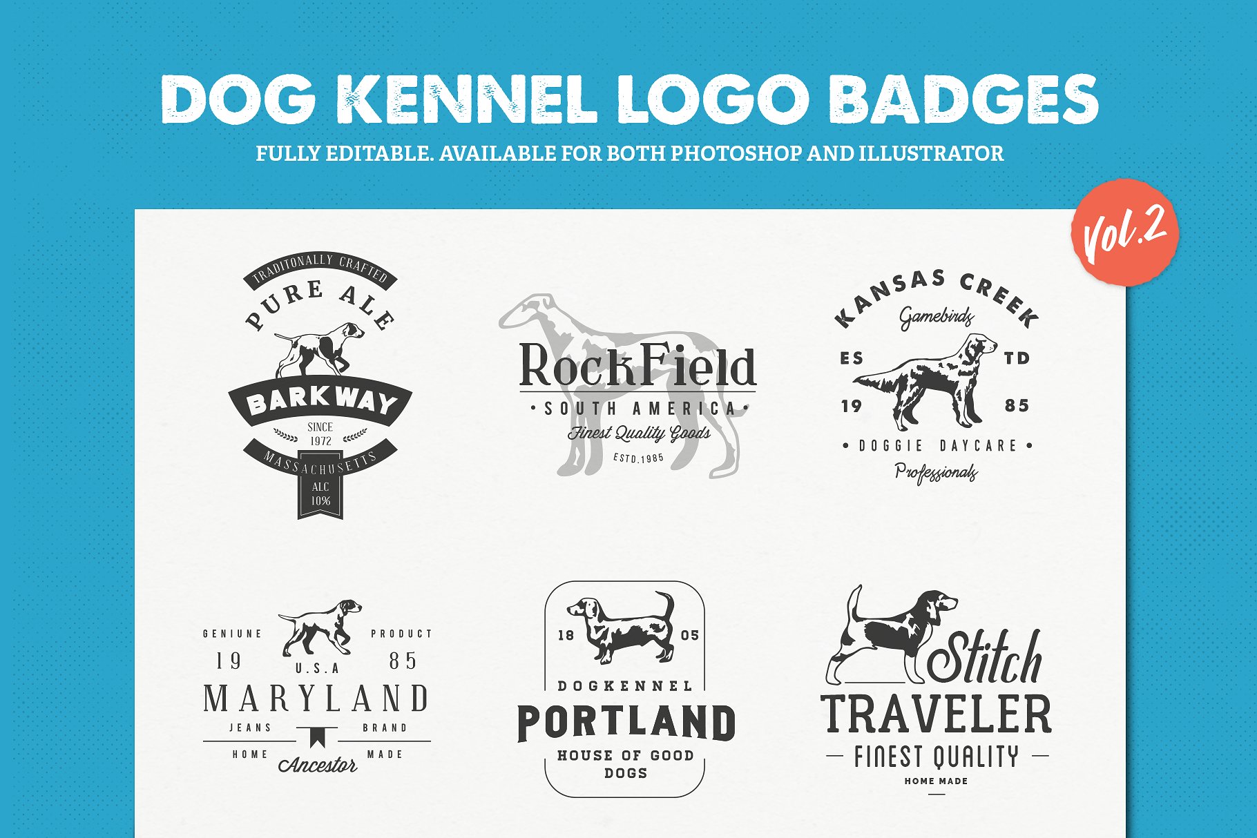 狗窝logo徽章模板 Dog Kennel Logo Badges Vol.2