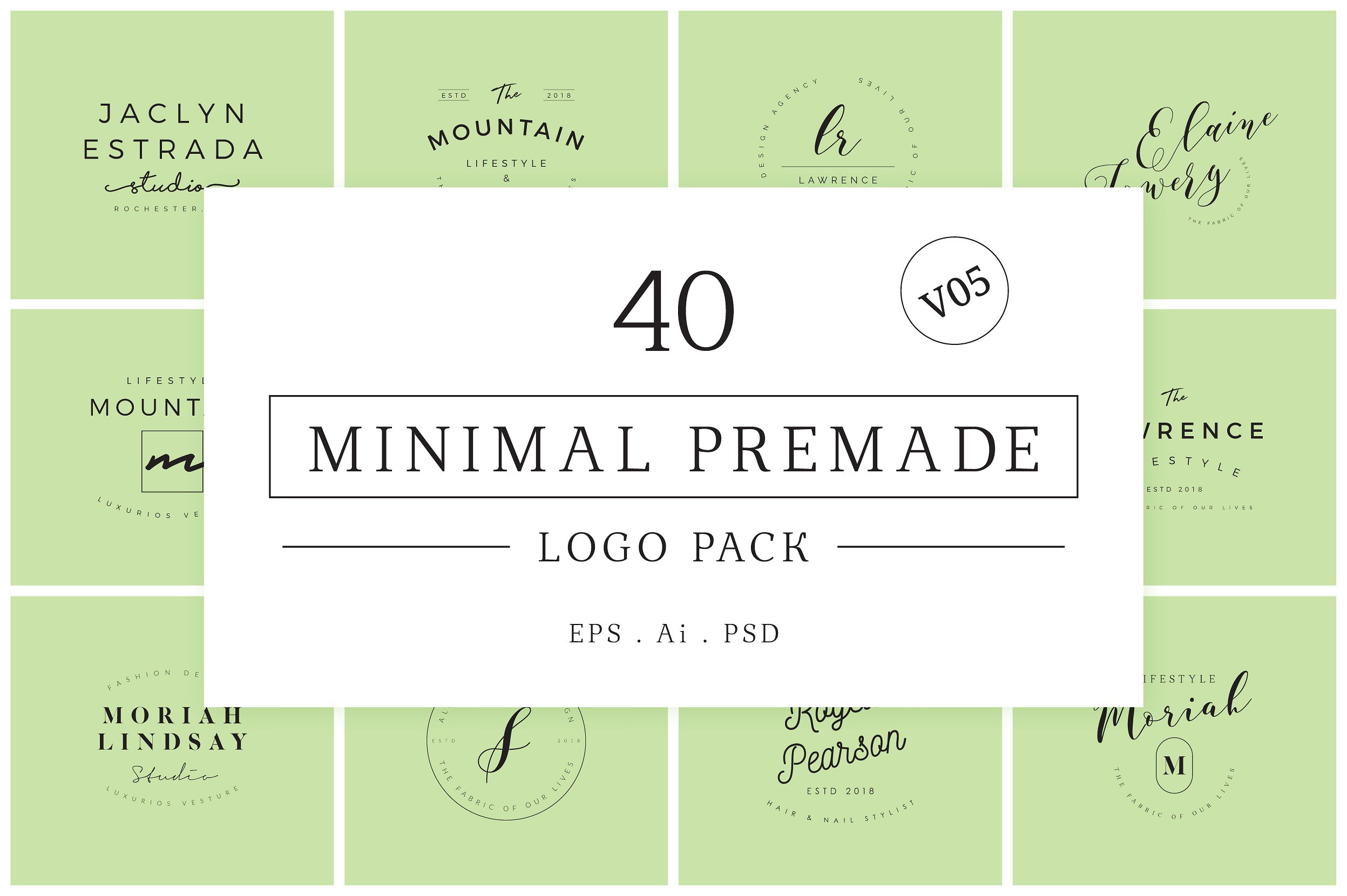 极简主义logo素材 Minimal Premade Logo Bundle V05