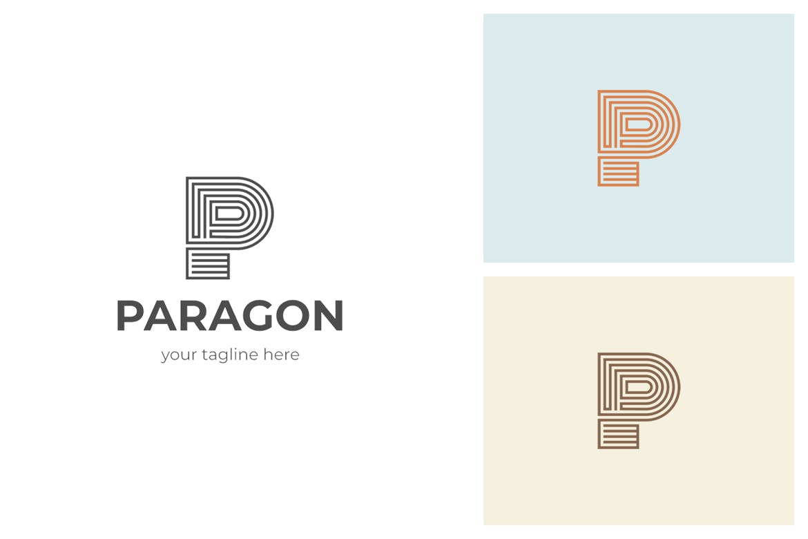 英文字母P衍变的logo标志设计模板