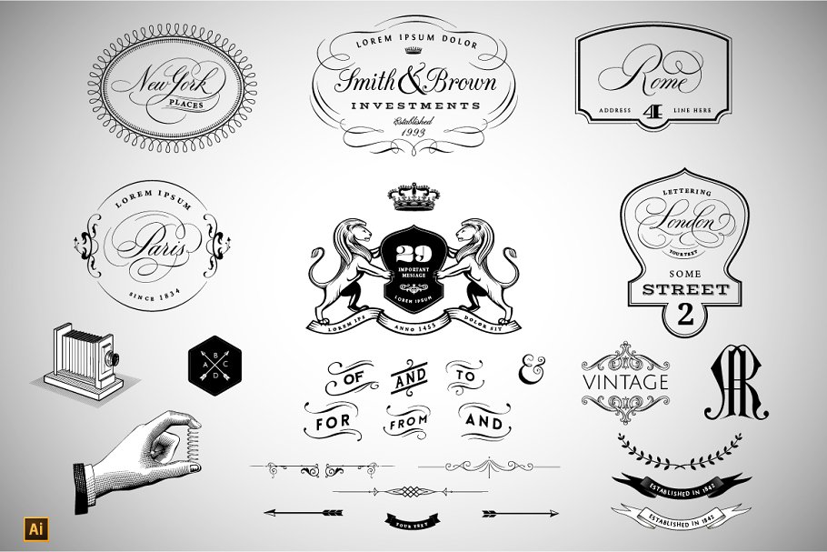 经典设计元素 Vintage Design Elements Set