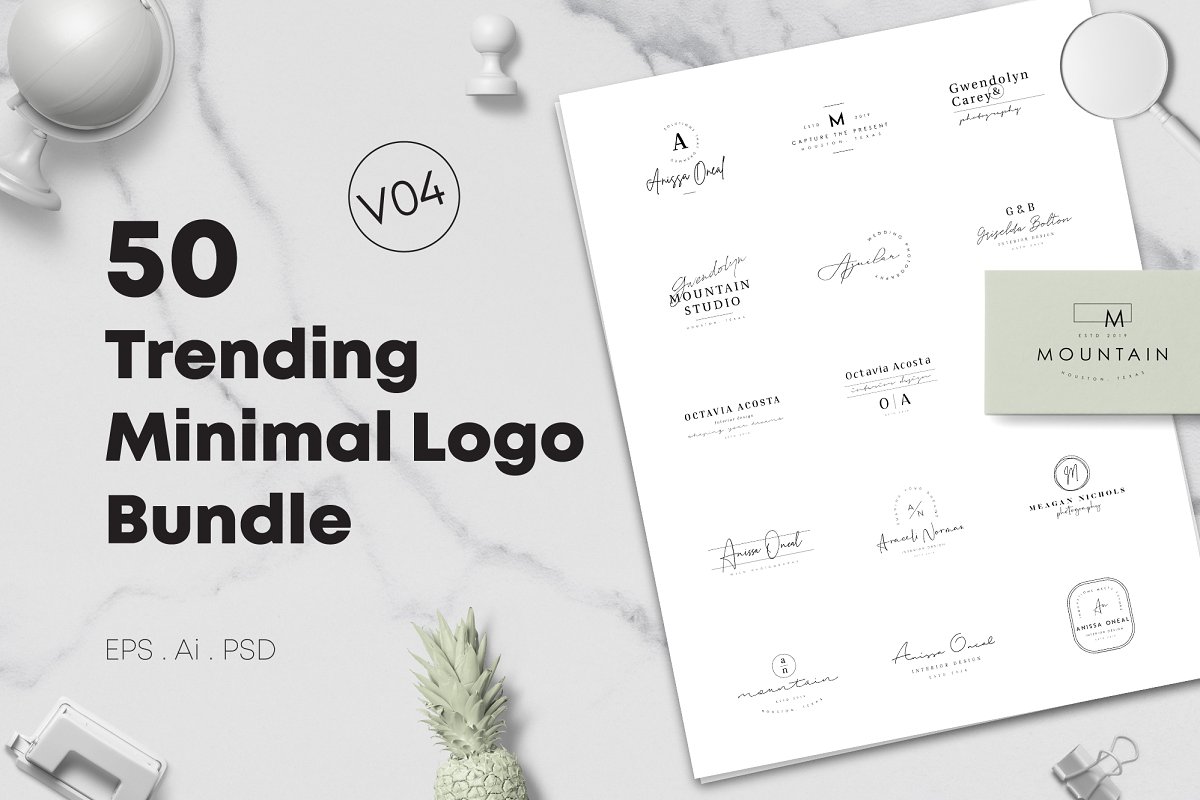 50款极简现代设计标志模板套装