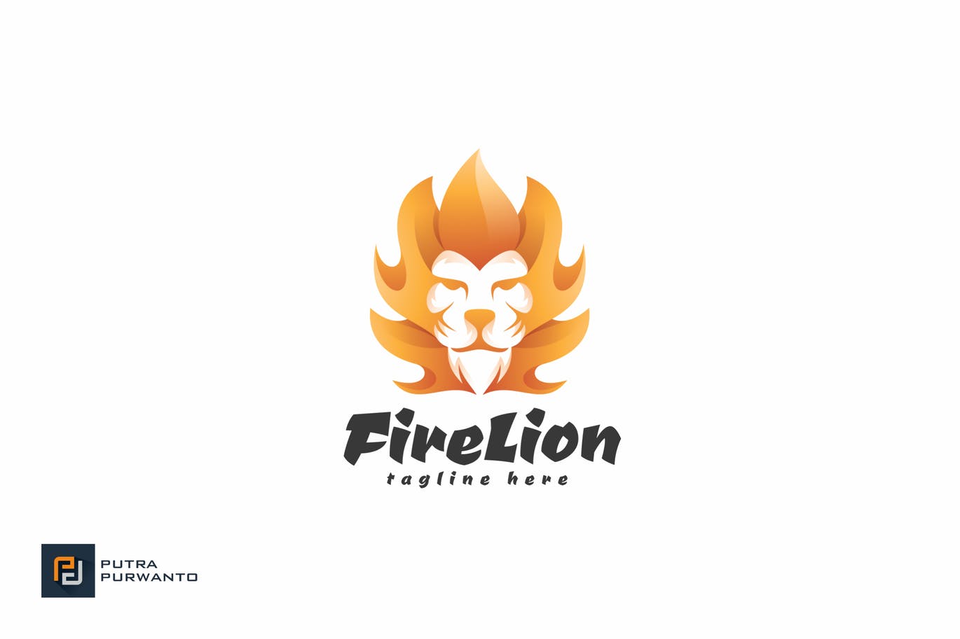 时尚高端简约火焰狮子logo标志设计模板