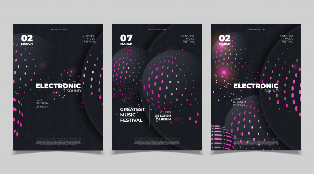 电子音乐海报设计矢量模板