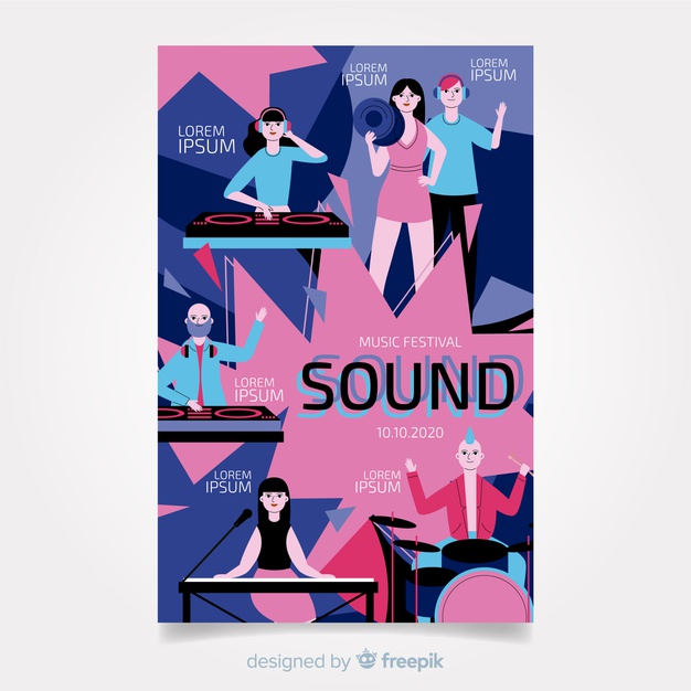 手绘卡通音乐节海报模板