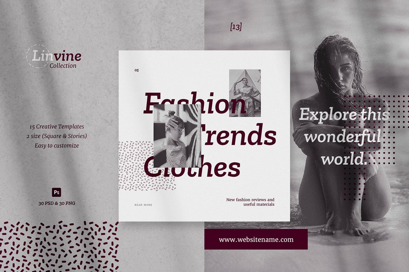 30个时尚高端简约优雅的高品质Instagram社交媒体banner海报设计模板集合（PSD，PNG）