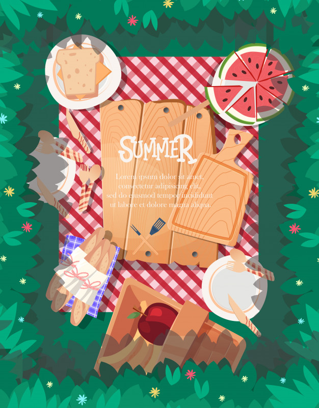 清凉夏日海报设计与桌布背景