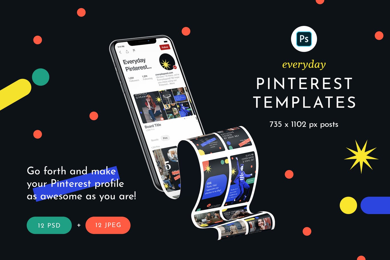 时尚高端简约好用的Pinterest社交媒体banner海报设计模板集合（psd）