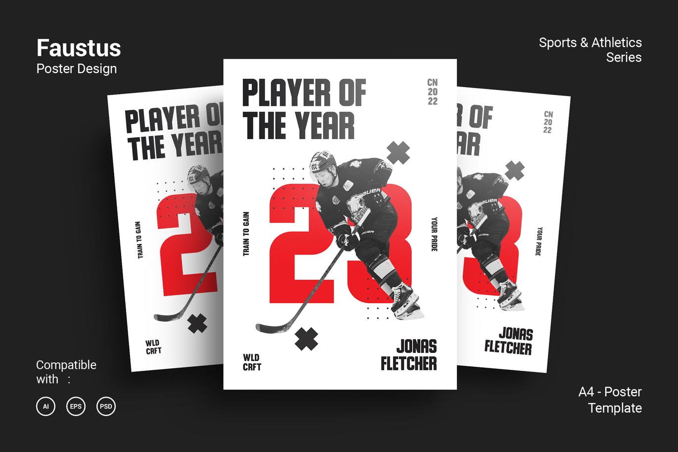 时尚高端简约好用的新孟菲斯风格运动冰球冰上运动海报宣传单DM设计模板