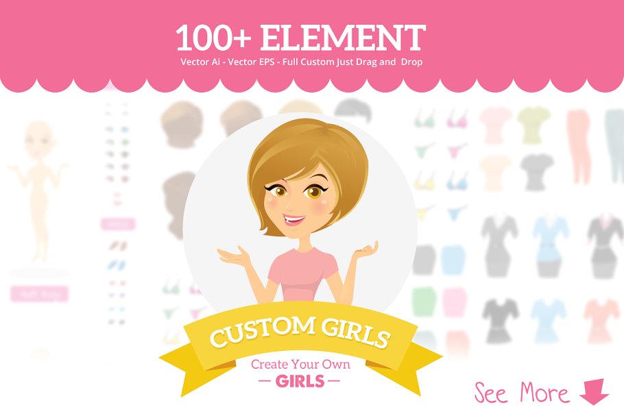 创意logo制作模板 Custom Girls – Logo & Badges Creator