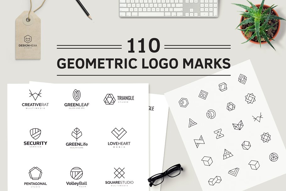 几何logo设计模板 110 Geometric Logo Pack