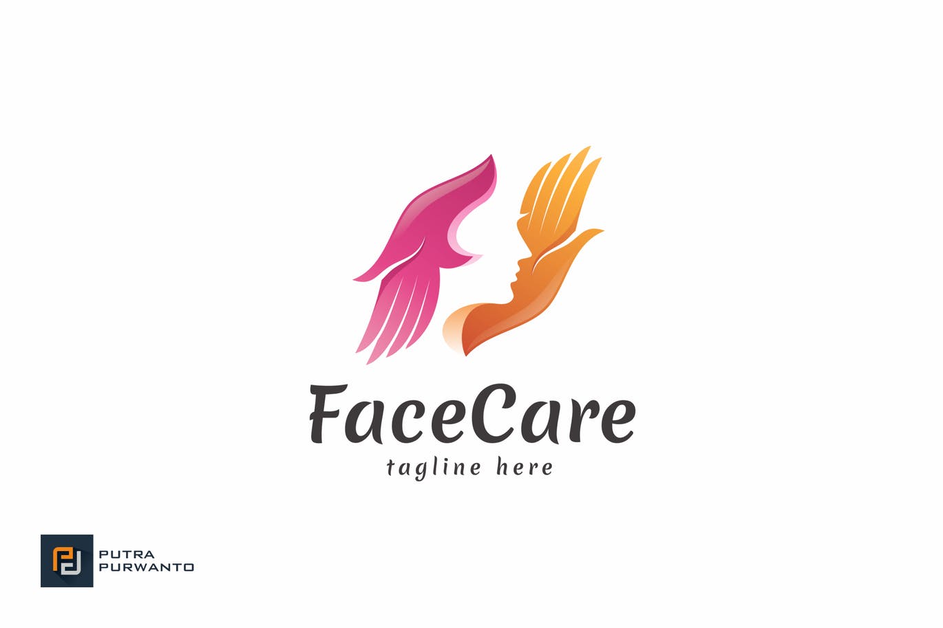 时尚高端简约正负形矛盾空间面部护理美容女性女人美女logo标志设计模板