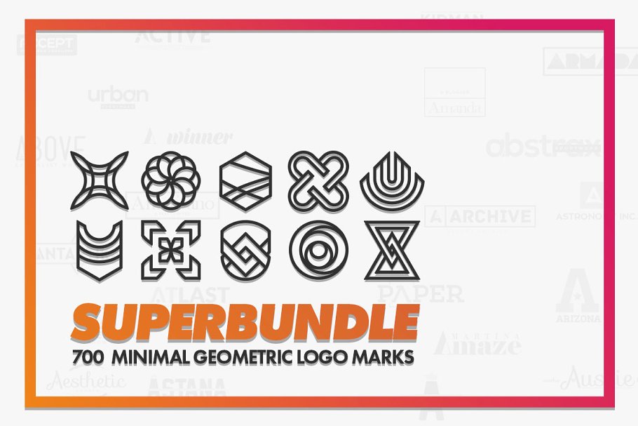 极简主义几何logo素材 Minimal Geometric Logo Marks Bundle