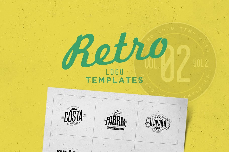 经典logo设计模板 Retro Logo Templates V.02