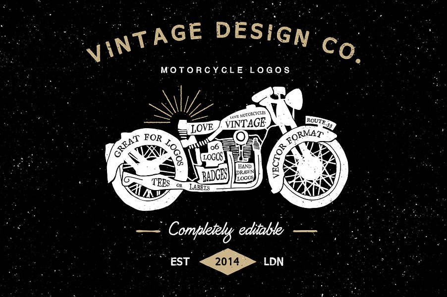 经典摩托车logo模板 Vintage Motorcycle Logos