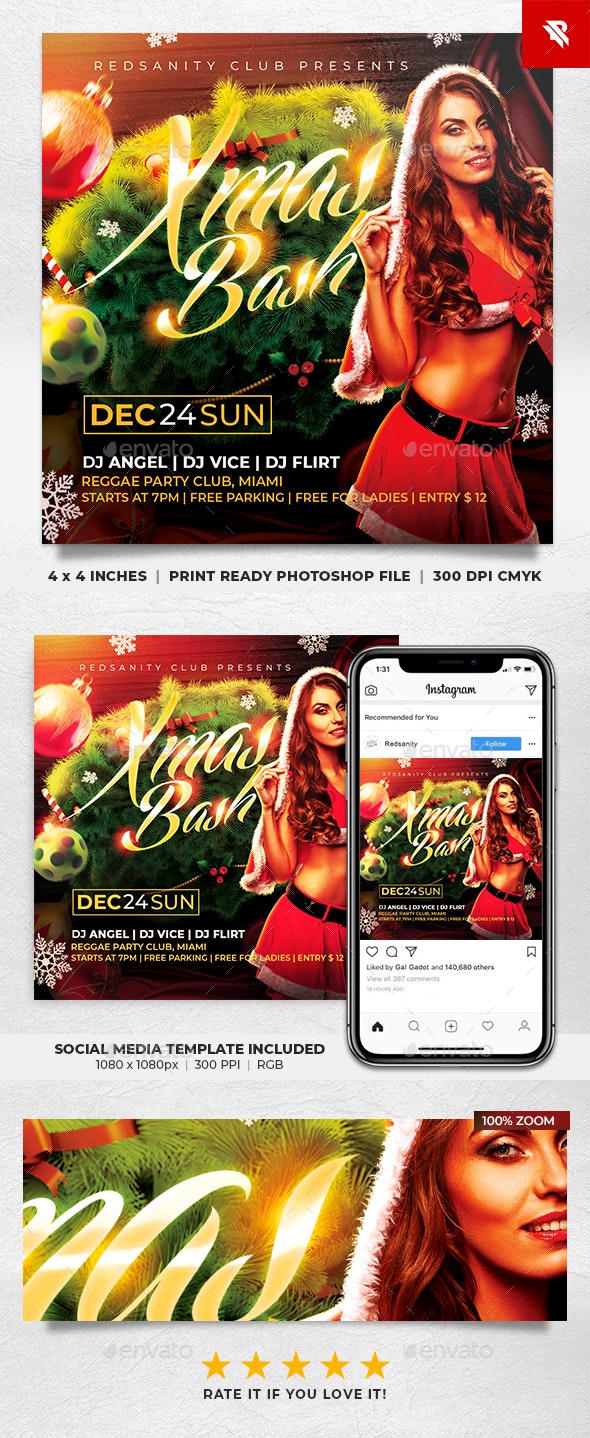 圣诞狂欢派对活动宣传单设计模板