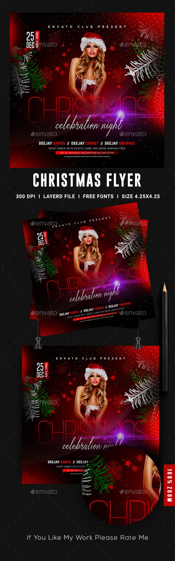 圣诞平安夜/晚会/新年/派对活动邀请传单模板