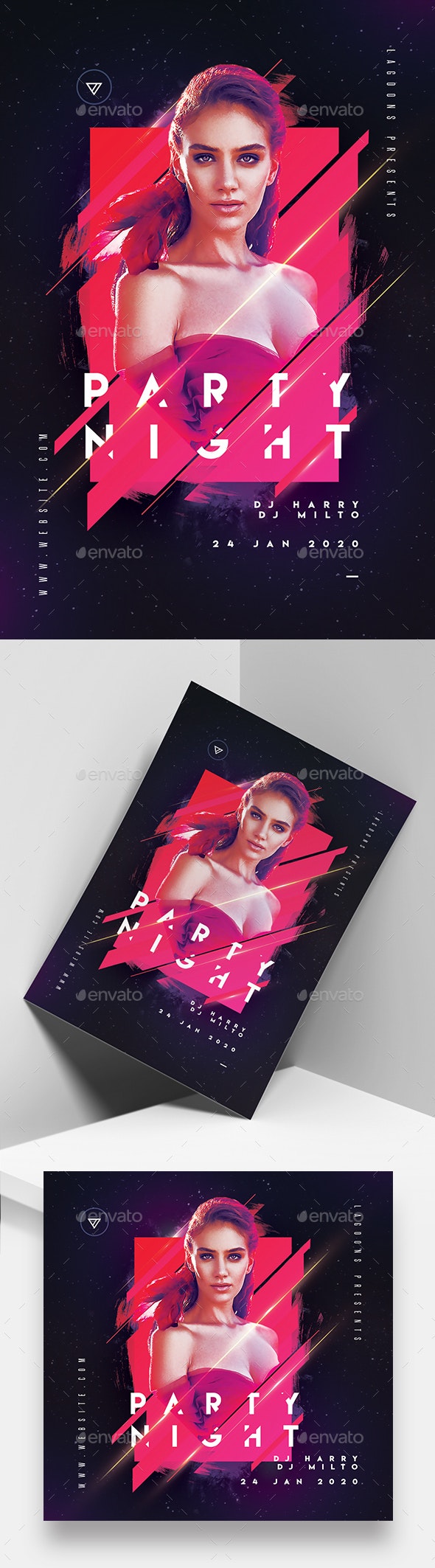 现代多彩的聚会派对活动邀请传单设计模板