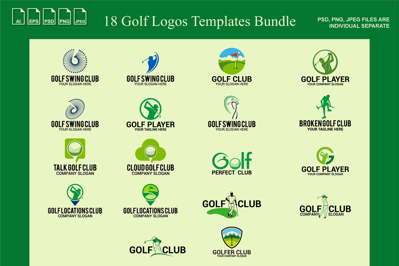 时尚高端多用途的高尔夫运动logo标志设计模板集合