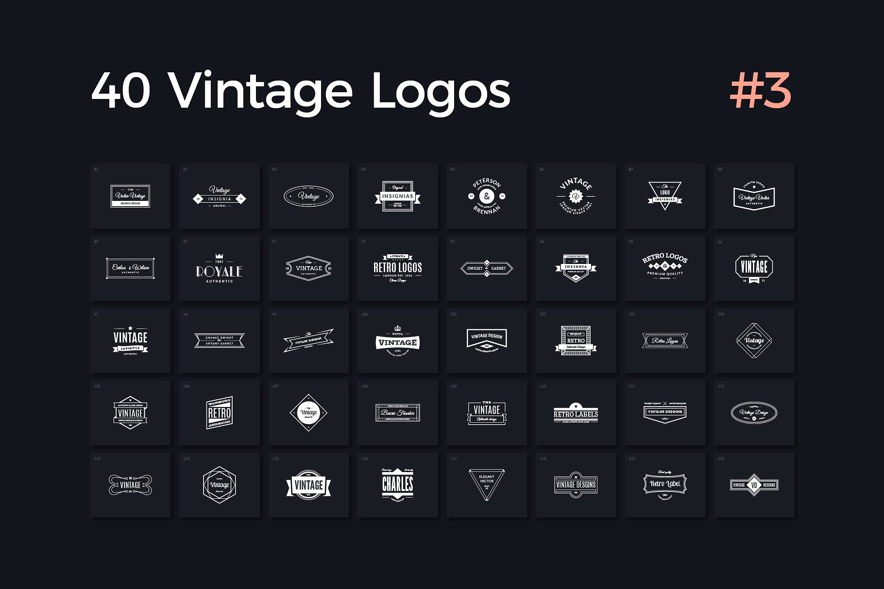 多用途的老式标志模板 40 Vintage Logos Vol. 3