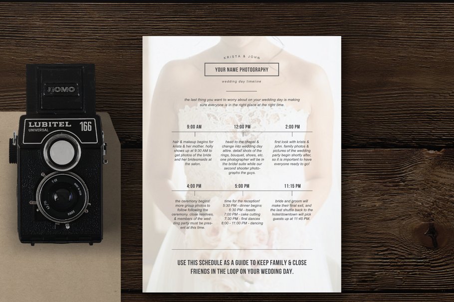 酒店婚礼海报模板 Wedding Day Schedule Template