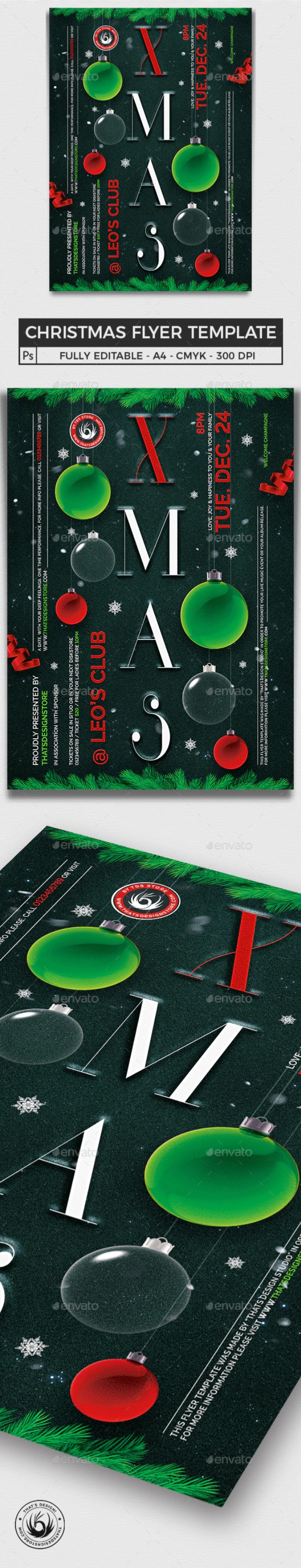 圣诞平安夜派对活动邀请传单模板