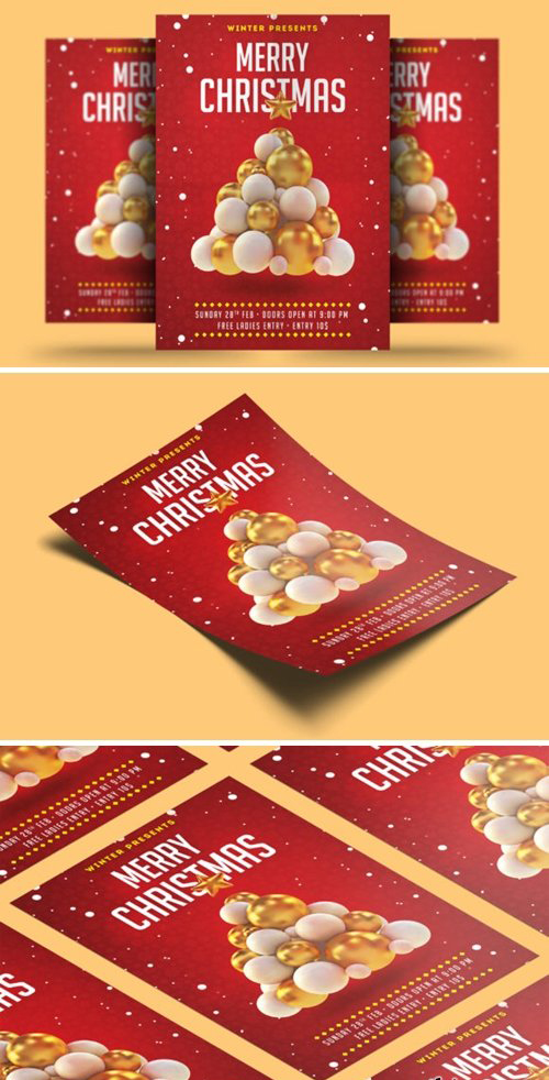圣诞活动派对邀请传单海报设计模板