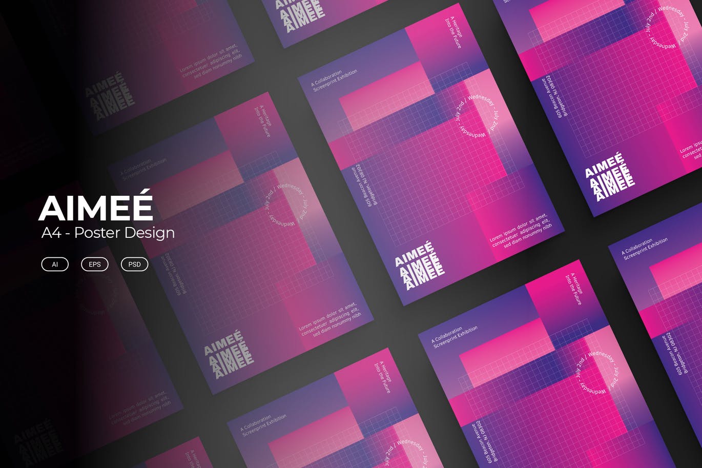 时尚绚丽艺术展览海报宣传单DM设计模板