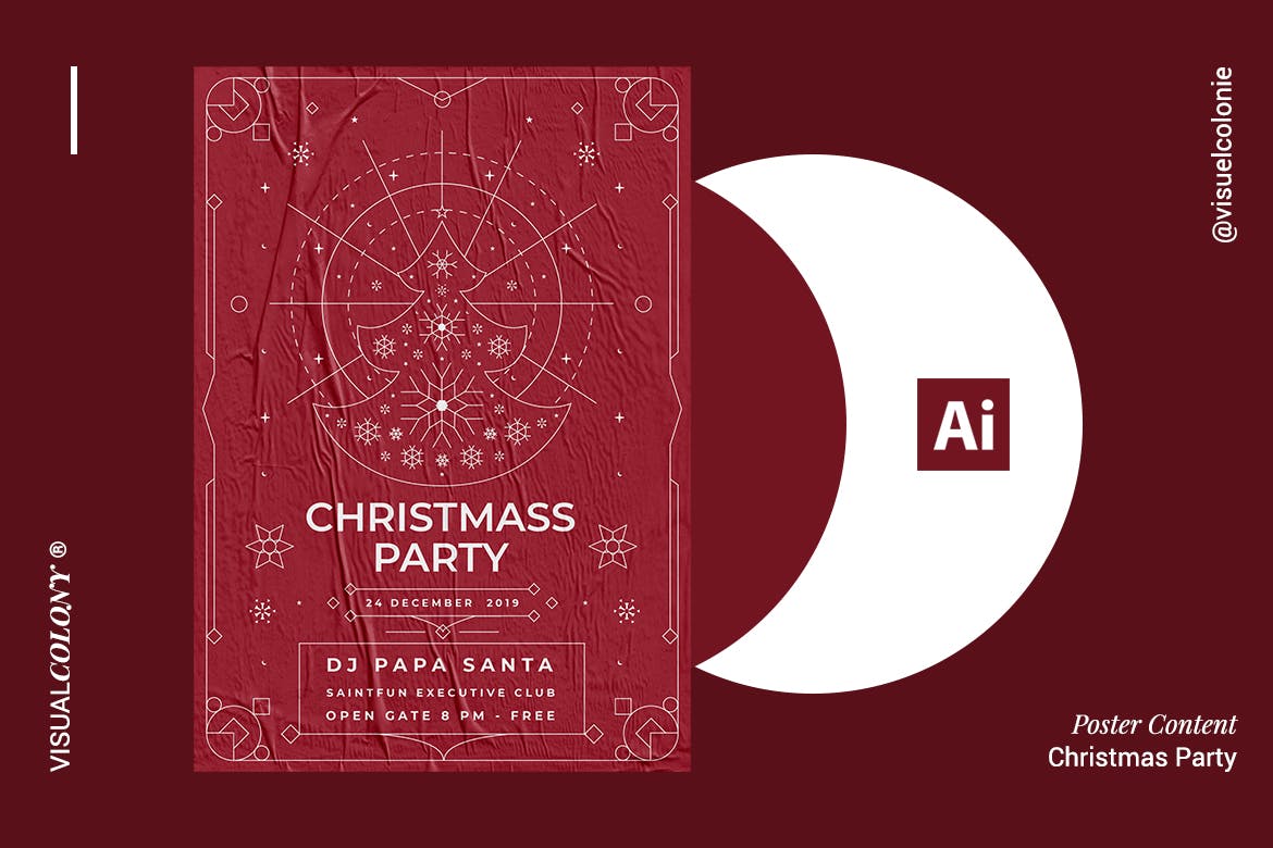 高端简约极简的圣诞节活动海报模板下载[Ai]