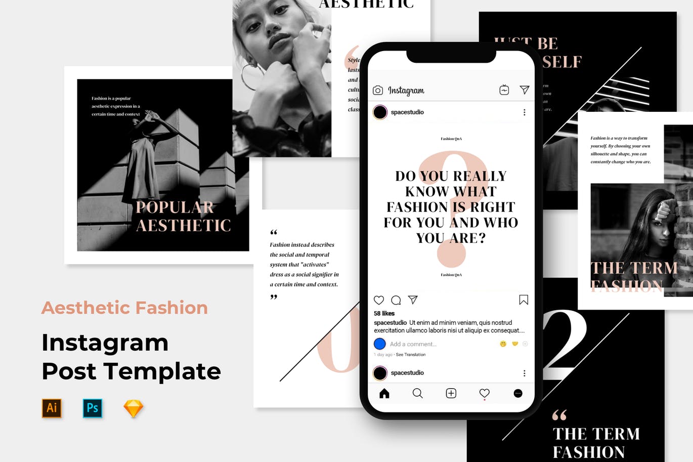 时尚简约多用途的高品质优雅Instagram社交媒体banner海报设计模板