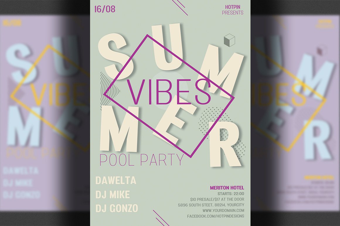 夏季泳池派对传单模板 Summer Pool Party Flyer Template