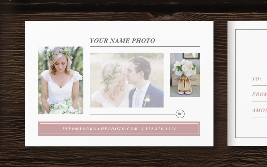婚礼卡片设计模板 Photography Gift Card Template