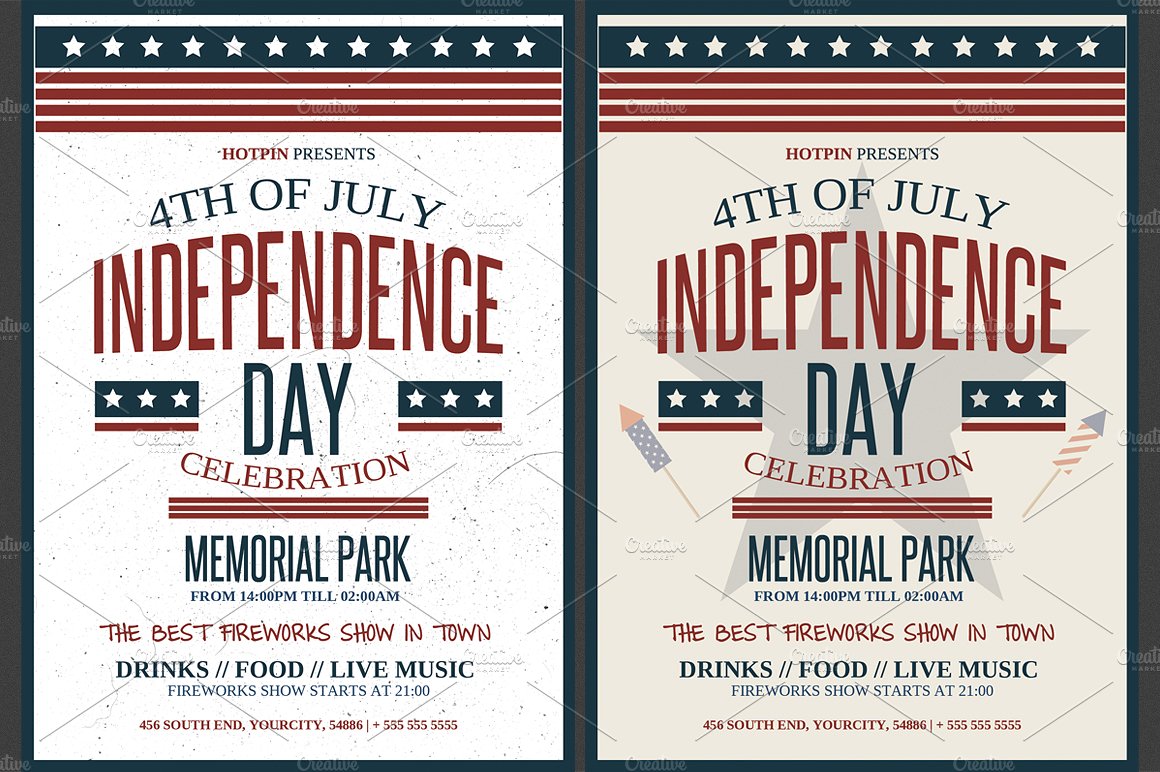 美国元素海报模板 4th July / Independence Day Flyer