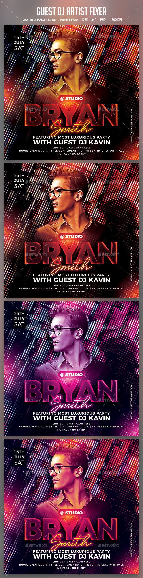 嘉宾DJ音乐派对活动邀请传单模板