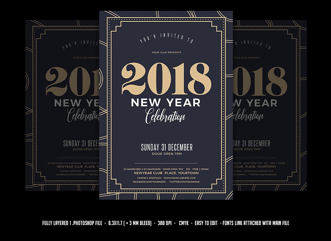 新年海报模板 New Year Celebration