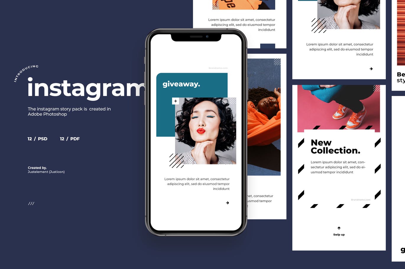 12个时尚清新简约新孟菲斯风格的Instagram社交媒体banner海报设计模板集合