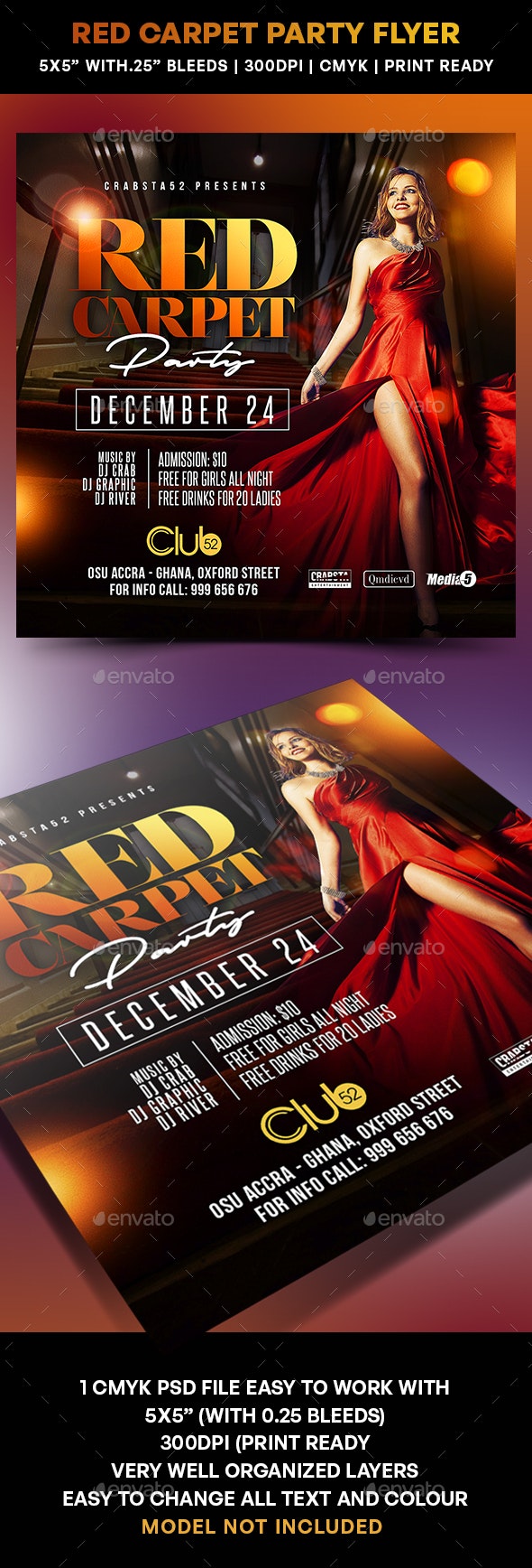 红地毯高级宴会派对活动邀请传单模板