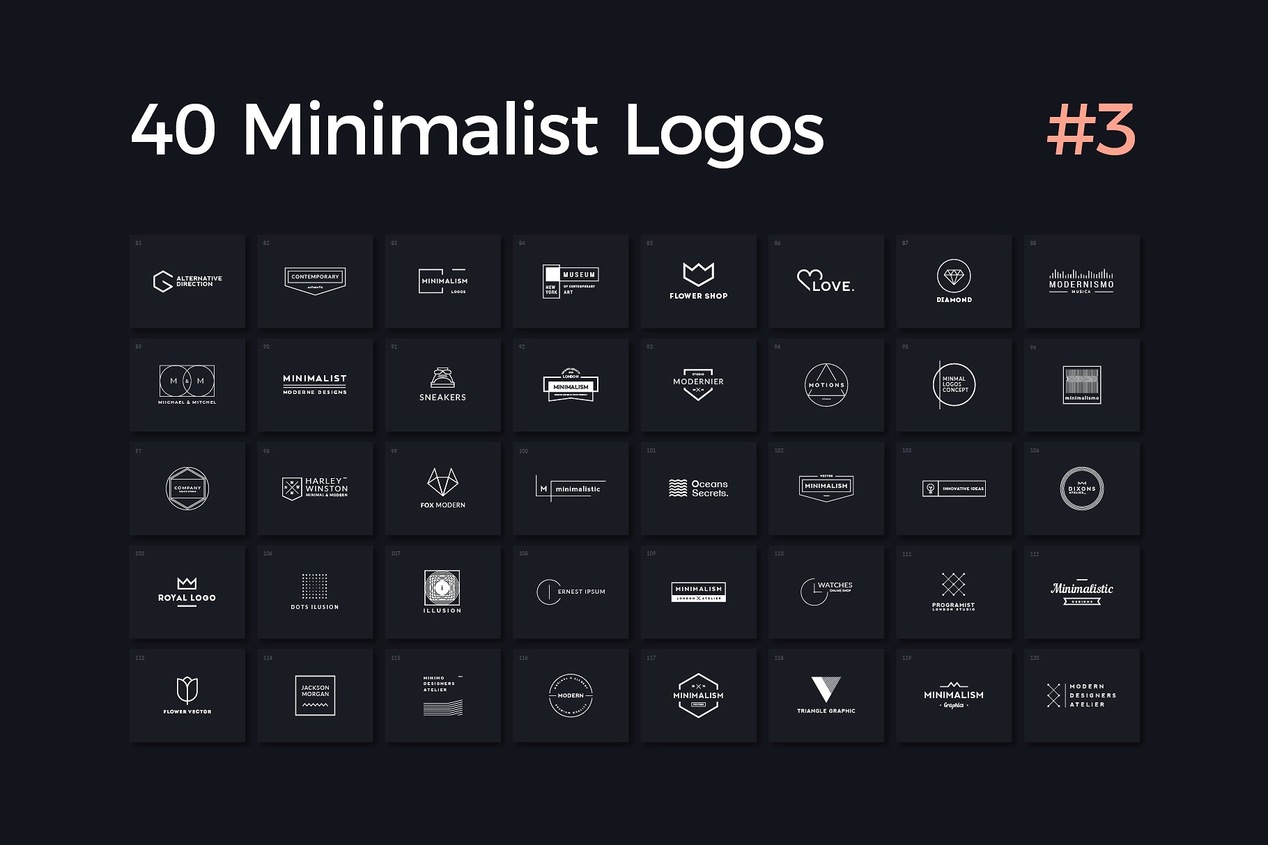 40个极简主义logo模板 40 Minimalist Logos Vol. 3