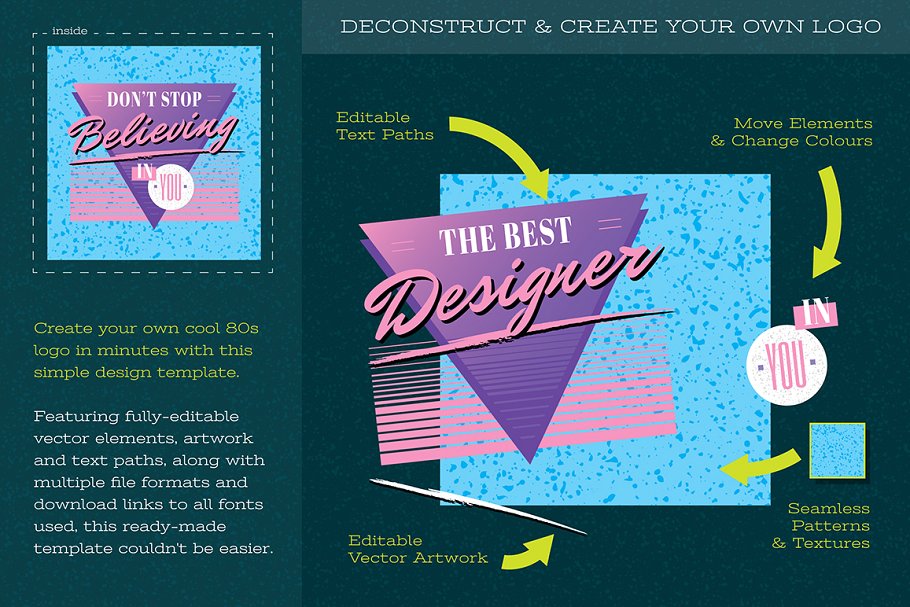 80年代沙龙模板 1980s Style Slogan Template