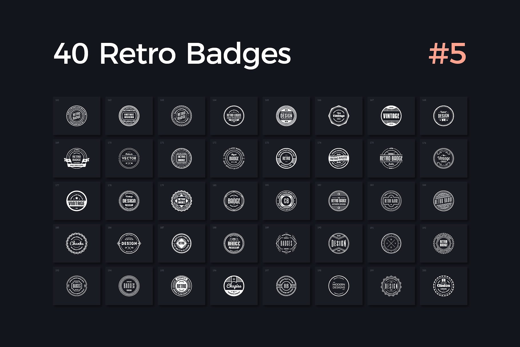 40个经典的logo图形素材 40 Retro Badges Vol. 5