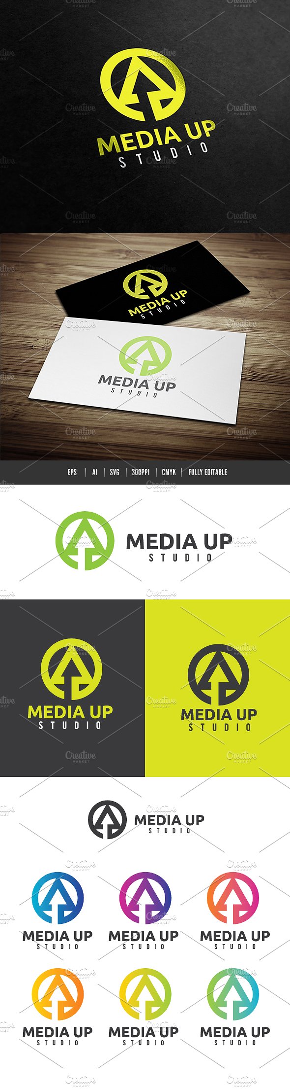 上升意思的logo设计图形模版 Media Up