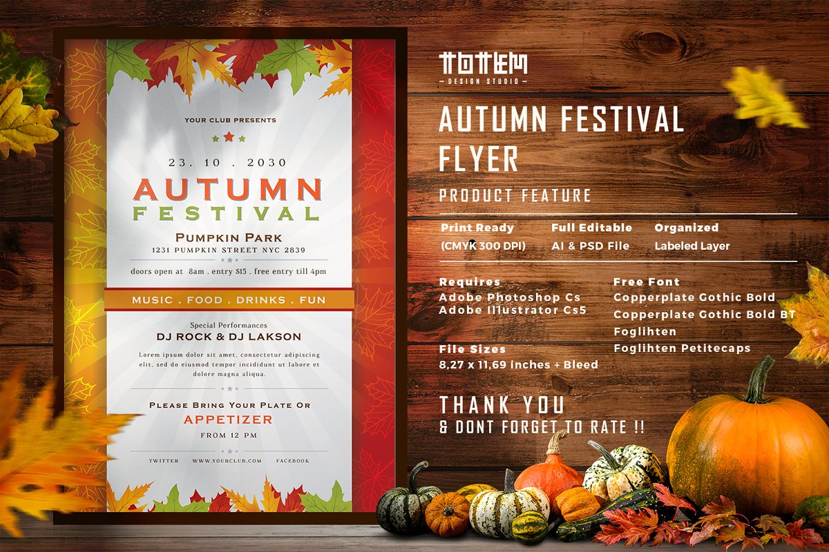 秋季节日派对活动邀请传单设计模板