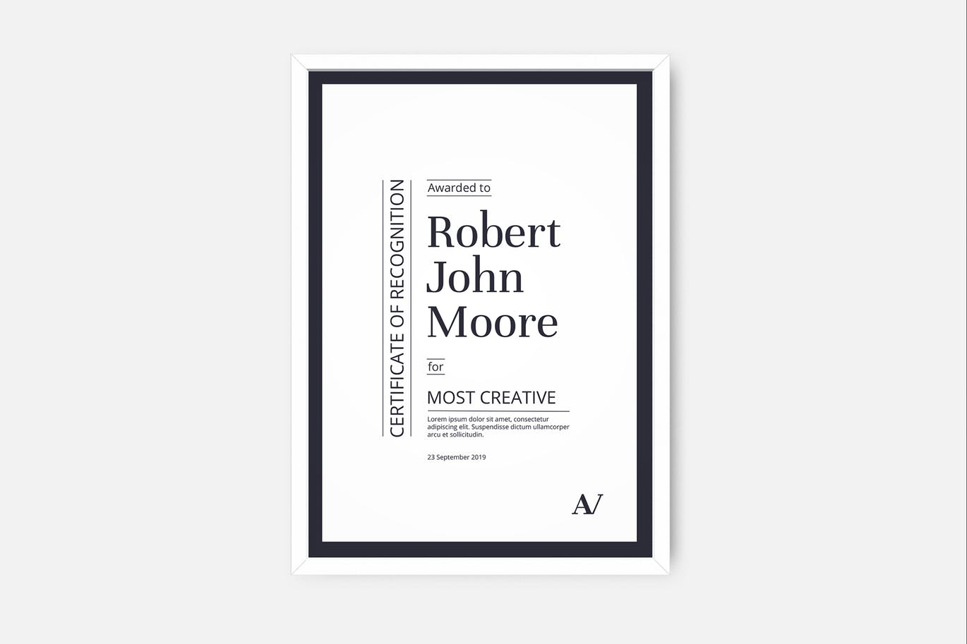 高品质的时尚高端专业的证书毕业证设计模板