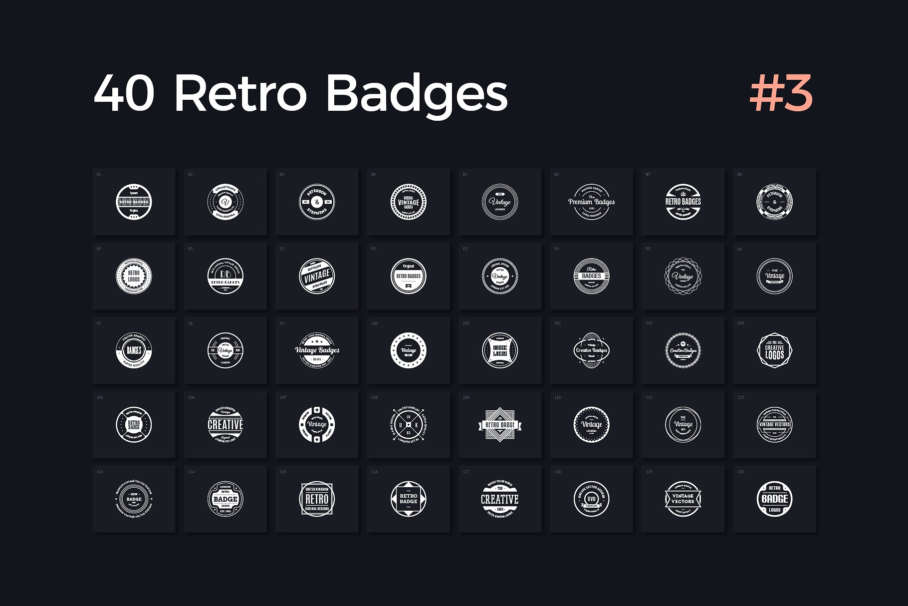 40个纯真logo模版素材 40 Retro Badges Vol. 3