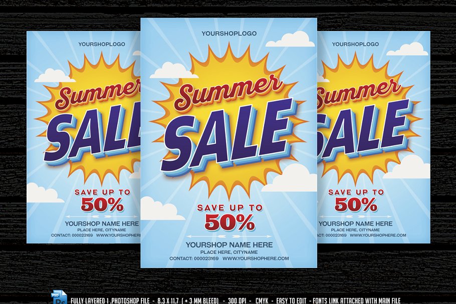 打折促销海报 Summer Sale Flyer /Poster